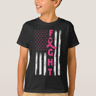 Fight Breast Cancer American US Flag Breast Cancer T-Shirt