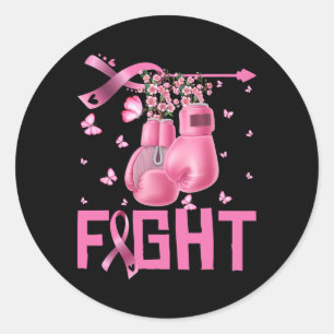 Fight Breast Cancer Awareness Boxing Gloves Warrio Classic Round Sticker