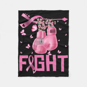 Fight Breast Cancer Awareness Boxing Gloves Warrio Fleece Blanket