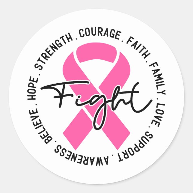 Fight Breast Cancer Awareness Classic Round Sticker (Front)