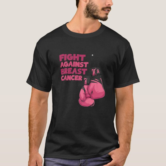 Fight Breast Cancer Awareness Month Boxing Gloves T-Shirt (Front)