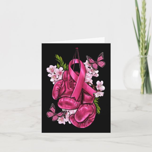 Fight Breast Cancer Awareness Pink Boxing Gloves P Card (Front)