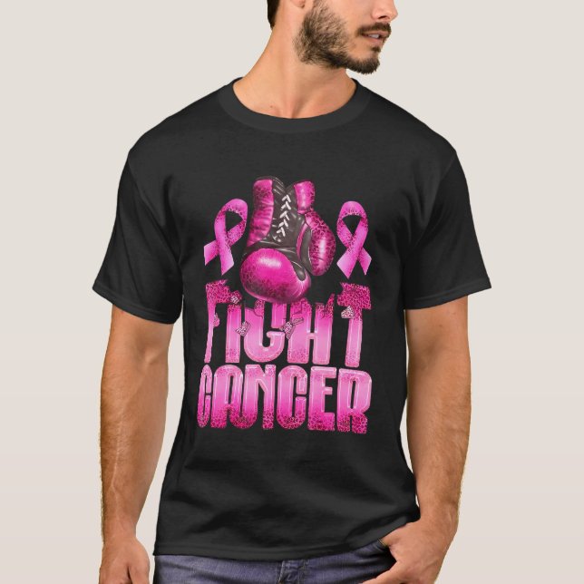 Fight Breast Cancer Boxing Gloves Daisy Pink T-Shirt (Front)
