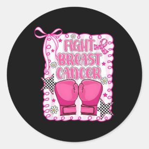 Fight Breast Cancer Boxing Gloves Pink Ribbon Warr Classic Round Sticker