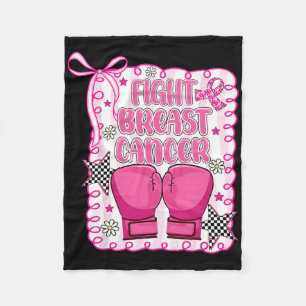 Fight Breast Cancer Boxing Gloves Pink Ribbon Warr Fleece Blanket
