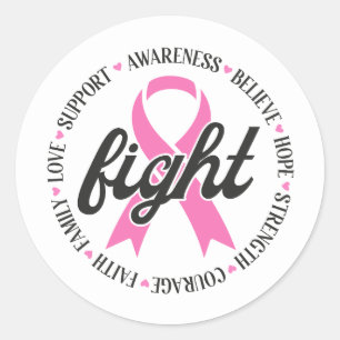 Fight Breast Cancer Pink Ribbon Awareness Classic Round Sticker