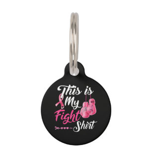 Fight Breast Cancer Pink Ribbon Fighter Boxing Pet Tag