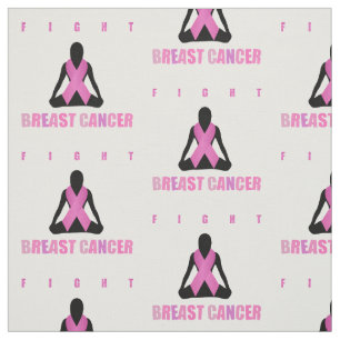 Fight breast cancer- pink ribbon on a womans body fabric