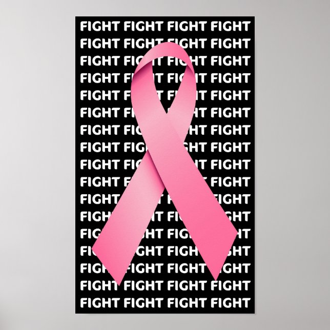 Fight Breast Cancer Pink Ribbon Poster (Front)