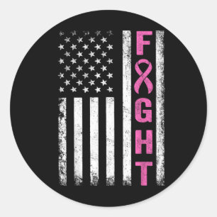 Fight Breast Survivor American Flag Breast Cancer Classic Round Sticker