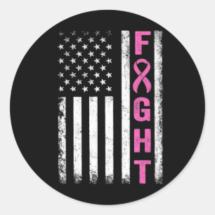 Fight Breast Survivor American Flag Breast Cancer  Classic Round Sticker