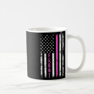 Fight Breast Survivor American Flag Breast Cancer Coffee Mug