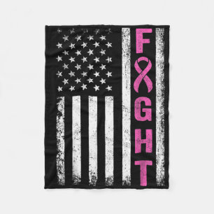 Fight Breast Survivor American Flag Breast Cancer Fleece Blanket