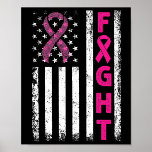 Fight Breast Survivor American Flag Breast Cancer Poster