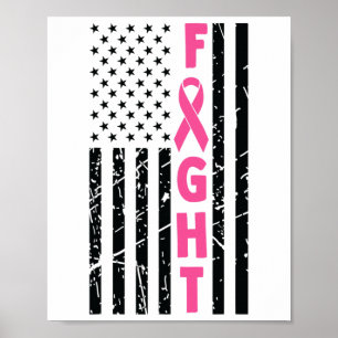 Fight Breast Survivor American Flag Breast Cancer Poster