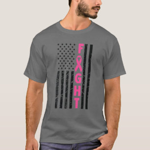 Fight Breast Survivor American Flag Breast Cancer T-Shirt