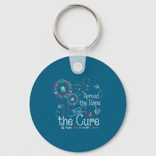Fight Cancer All Every Color Illustration Key Ring
