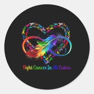 Fight Cancer In All And Every Colour Rainbow Ribbo Classic Round Sticker