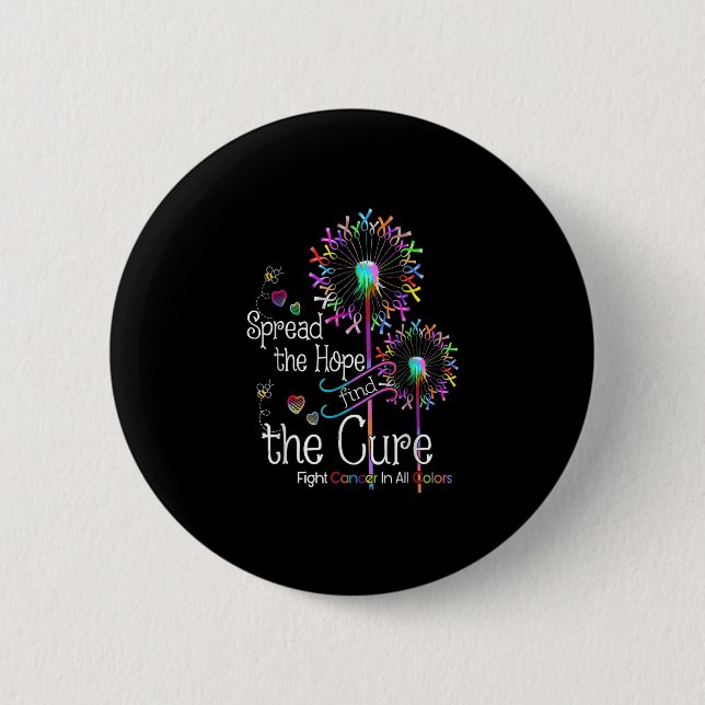 Fight Cancer In All And Every Colour Ribbons Flowe 6 Cm Round Badge (Front)