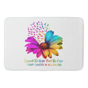 Fight Cancer in All and Every Colour Ribbons Flowe Bath Mat