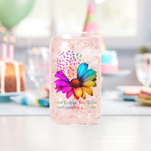 Fight Cancer in All and Every Colour Ribbons Flowe Can Glass