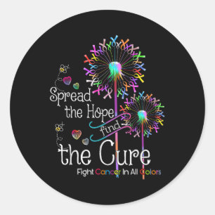 Fight Cancer In All And Every Colour Ribbons Flowe Classic Round Sticker
