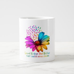 Fight Cancer in All and Every Colour Ribbons Flowe Large Coffee Mug