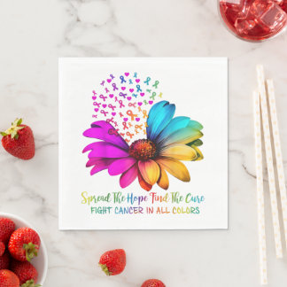 Fight Cancer in All and Every Colour Ribbons Flowe Napkin