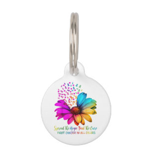 Fight Cancer in All and Every Colour Ribbons Flowe Pet Tag