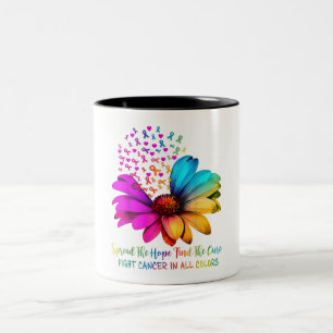 Fight Cancer in All and Every Colour Ribbons Flowe Two-Tone Coffee Mug