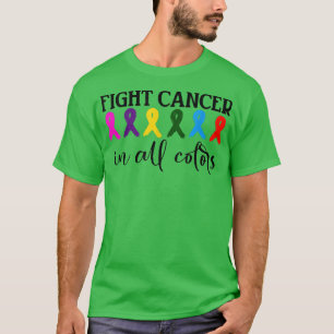 Fight Cancer In All Color Fight Cancer Feather Rib T-Shirt