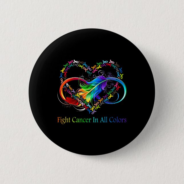 Fight Cancer in All Colour Fight Cancer Feather Ri 6 Cm Round Badge (Front)