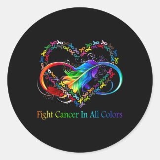 Fight Cancer In All Colour Fight Cancer Feather Ri Classic Round Sticker