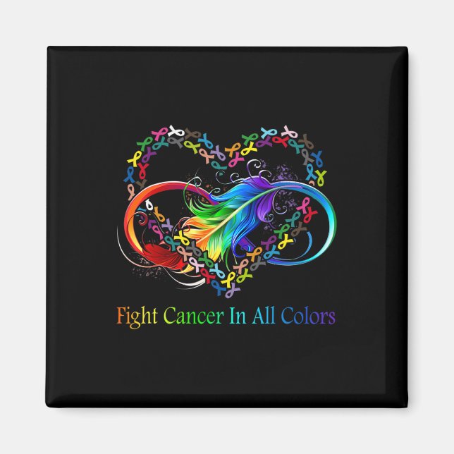 Fight Cancer in All Colour Fight Cancer Feather Ri Magnet (Front)