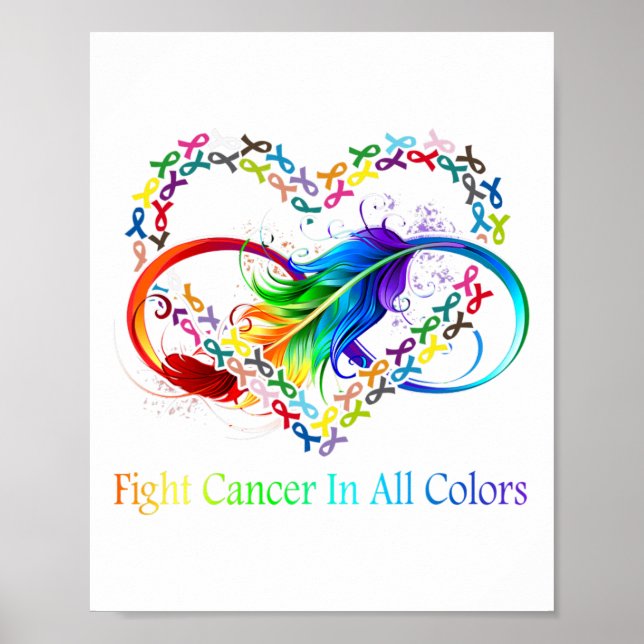 Fight Cancer In All Colour Fight Cancer Feather Ri Poster (Front)