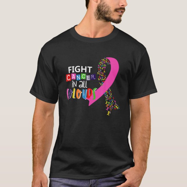 Fight Cancer In All Colour Fight Cancer Feather Ri T-Shirt (Front)