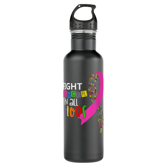 Fight Cancer In All Colour Fight Cancer Ribbons In 710 Ml Water Bottle (Front)
