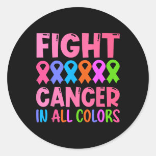 Fight Cancer In All Colour Ribbon Breast Cancer Aw Classic Round Sticker