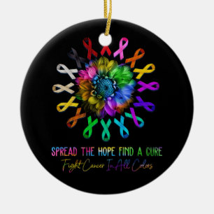 Fight Cancer In All Colours Ribbon Spread The Hope Ceramic Tree Decoration