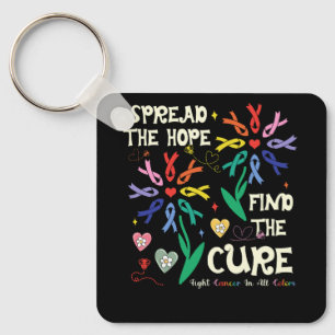 Fight Cancer In All Every Colour Ribbons Flower He Key Ring
