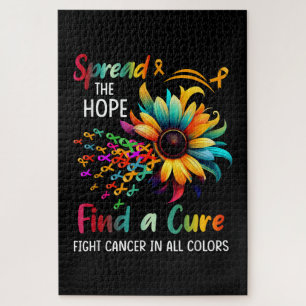 Fight Cancer in Spread-Hope Find A Cure Sunflower Jigsaw Puzzle