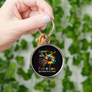 Fight Cancer in Spread-Hope Find A Cure Sunflower Key Ring