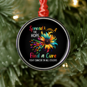 Fight Cancer in Spread-Hope Find A Cure Sunflower Metal Tree Decoration