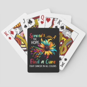 Fight Cancer in Spread-Hope Find A Cure Sunflower Playing Cards