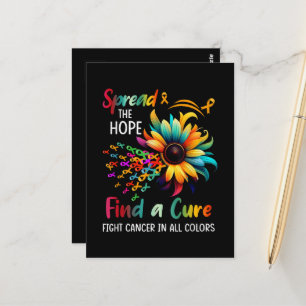 Fight Cancer in Spread-Hope Find A Cure Sunflower Postcard