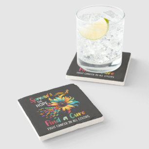 Fight Cancer in Spread-Hope Find A Cure Sunflower Stone Coaster