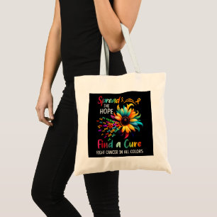 Fight Cancer in Spread-Hope Find A Cure Sunflower Tote Bag