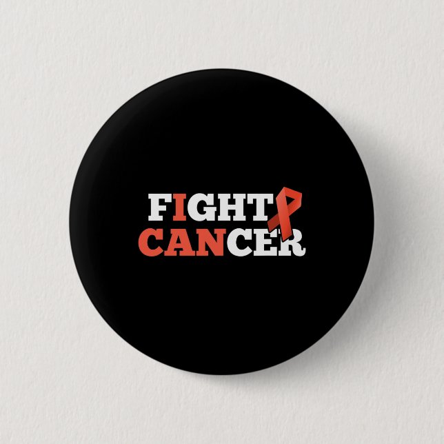Fight Cancer Leukaemia Orange Support Ribbon Aware 6 Cm Round Badge (Front)