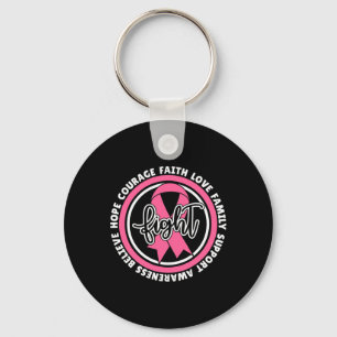 Fight Cancer Pink Ribbon Breast Cancer Warrior Sup Key Ring