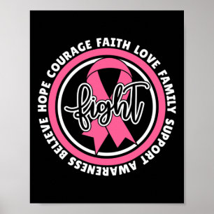 Fight Cancer Pink Ribbon Breast Cancer Warrior Sup Poster